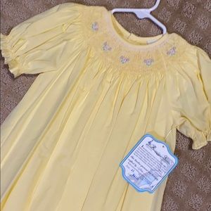 Girls Yellow Smocked Dress